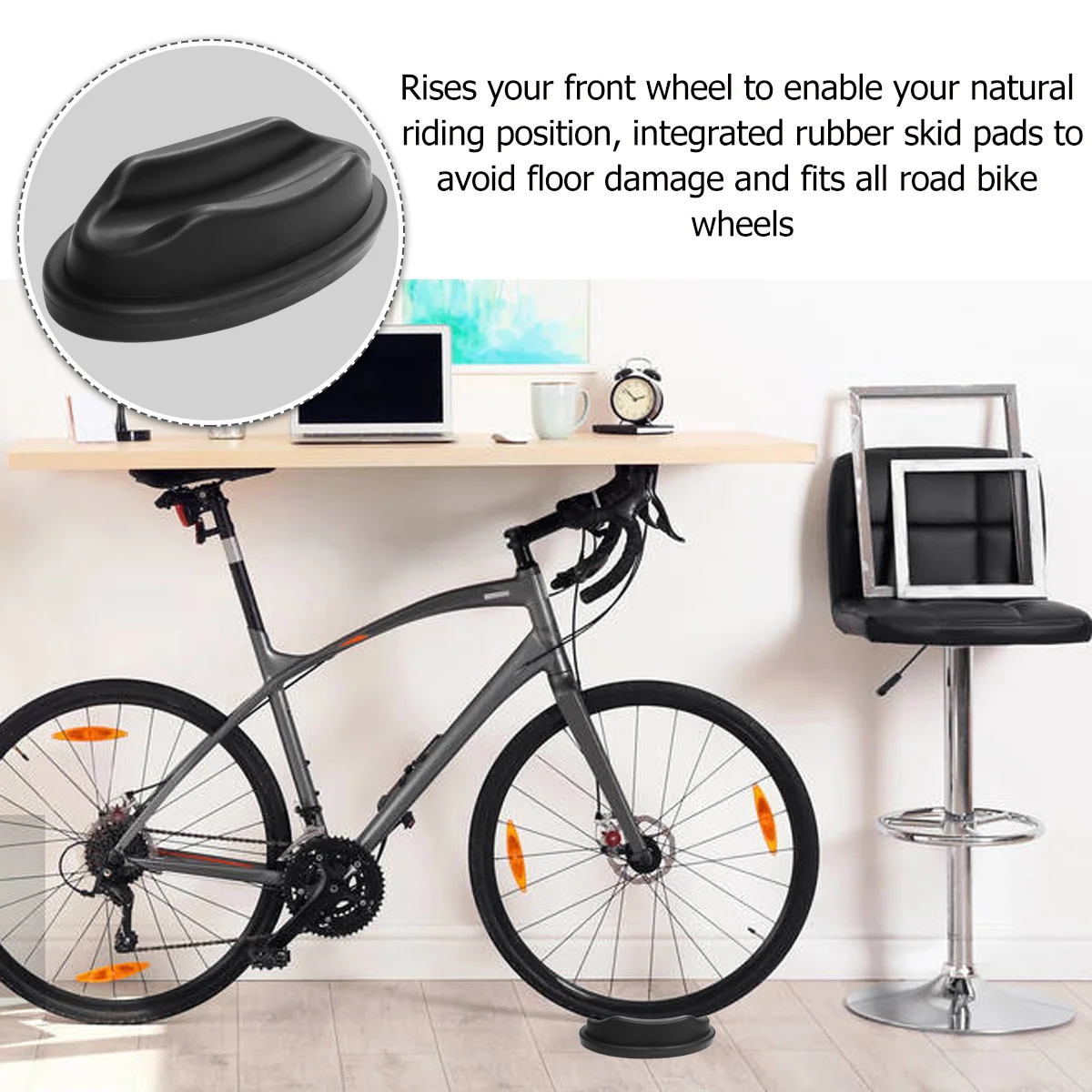 

2Pcs Bike Front Wheel Riser Block Indoor Cycling Trainer Stand Keep Handlebars Straight Handsfree Training Antislip Design