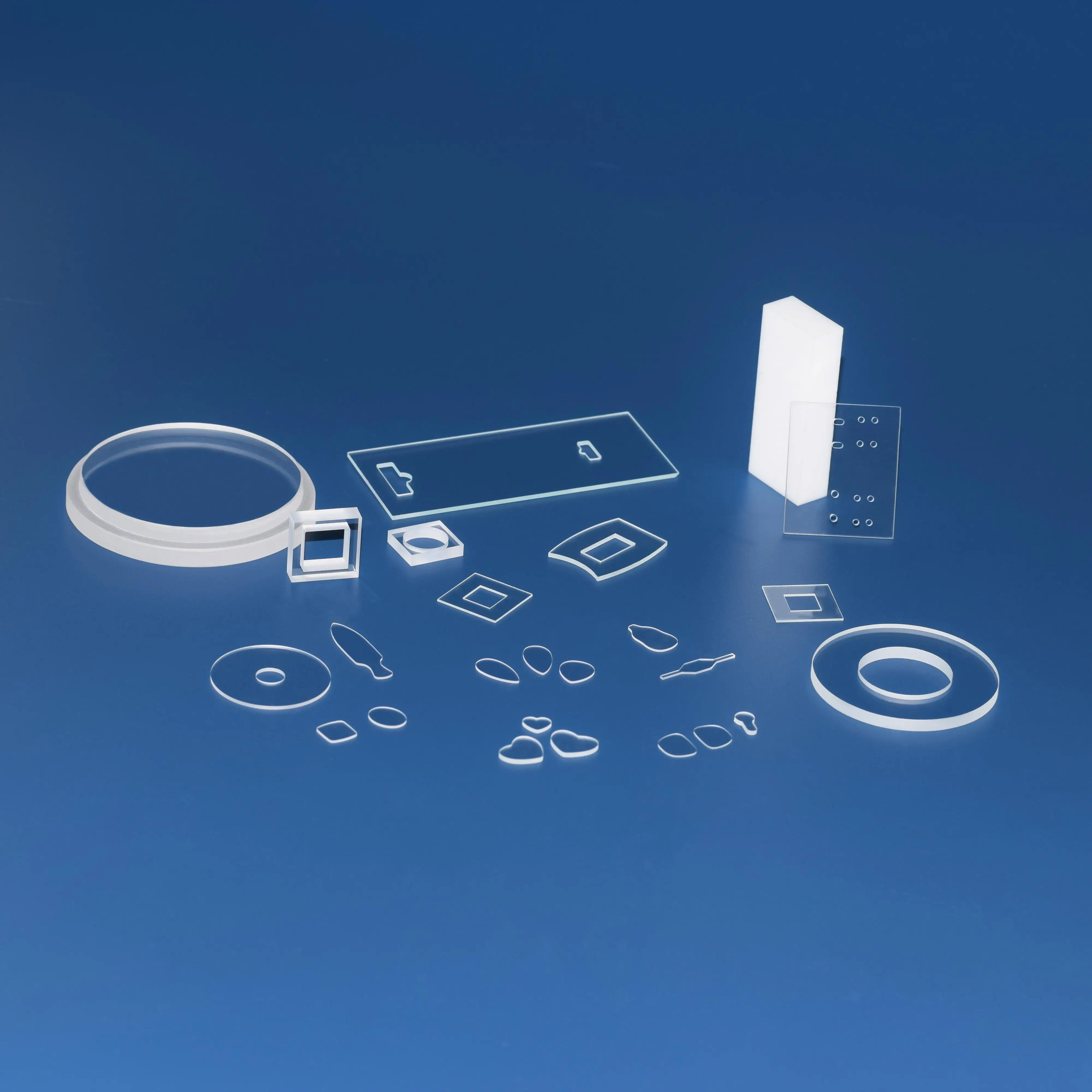 Customized Special-Shaped Optical Glass Sheet Heart/Water Drop/Hexagon/Square Hole/Round Hole/Diamond/Oval/Frosted Glass Tube
