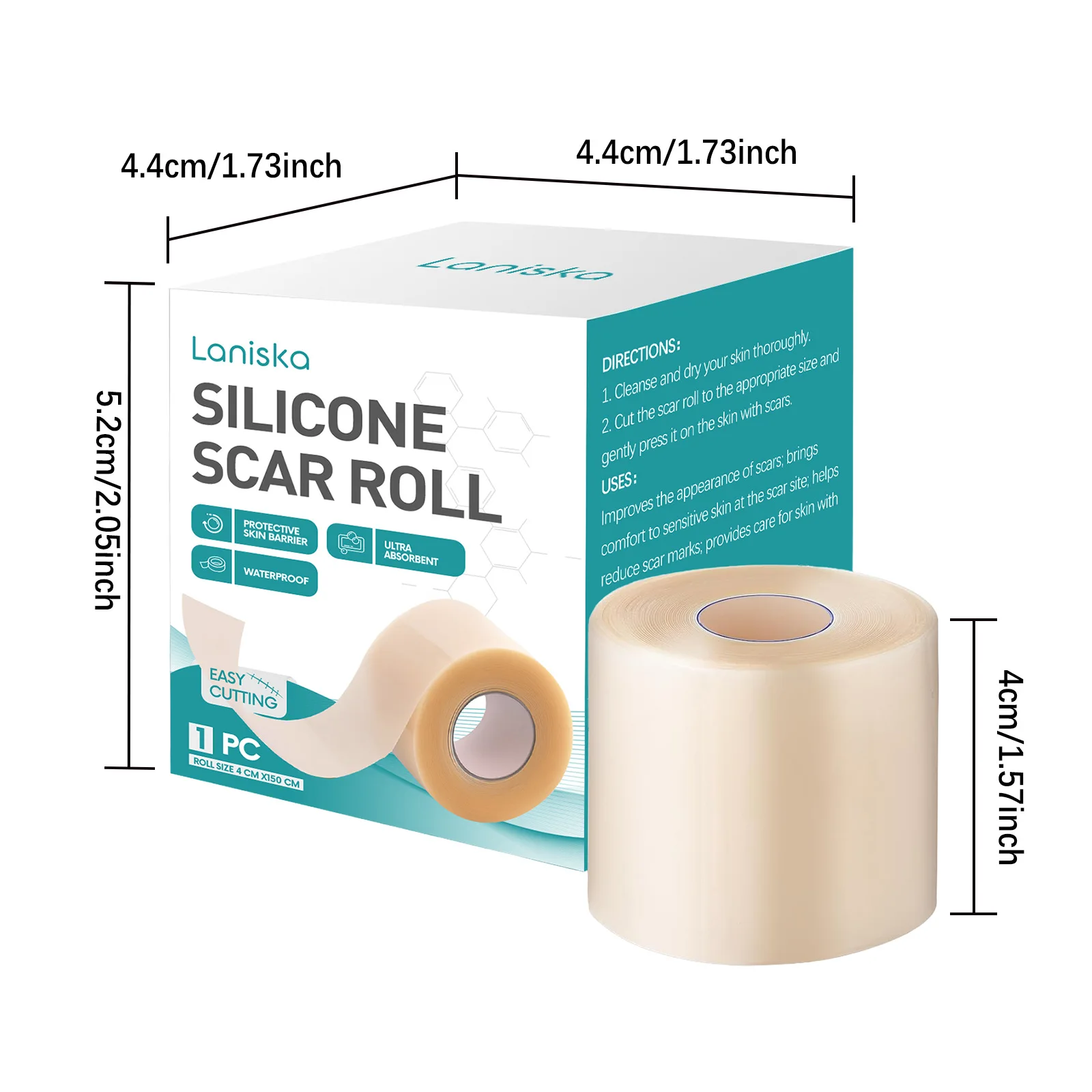 1 Roll Invisible Silicone Scar Sheets , 2.5cm X 450cm Self-Adhesive Scar Cover Tape Reusable and Effective Skin Care Strips