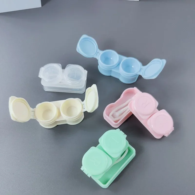 

Новый футляр для контактных линз для женщин, дорожный, в стиле макарон, с откидной крышкой, в комплекте пинцет и присоска, светло-желтый