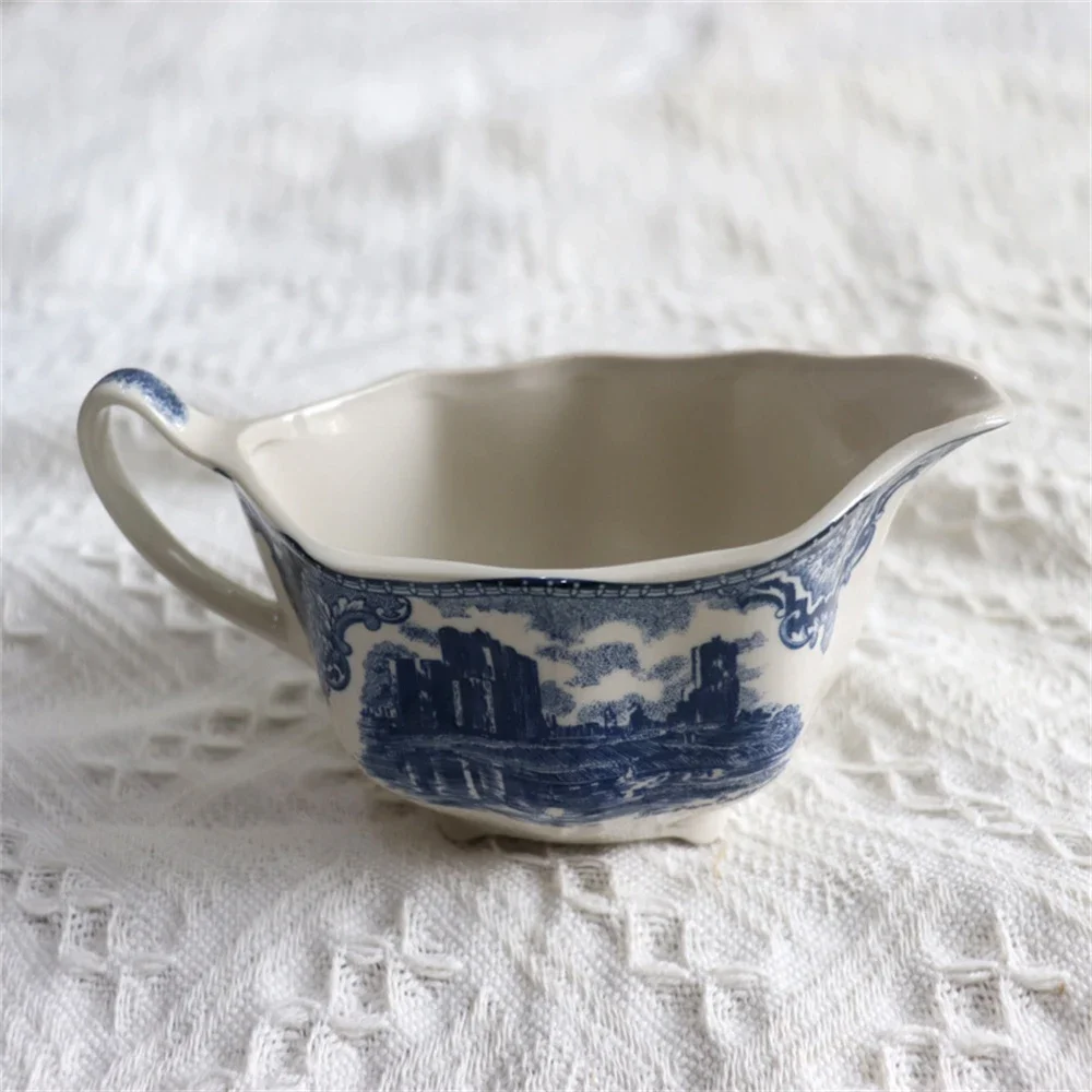 Household Western-style Ceramic Dinnerware Red Castle Plate Bowl Dessert Plate Teapot Sugar Bowl Dinner Set Kitchen Utensils