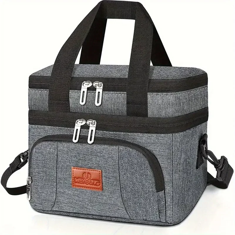 Isolierte Doppelschicht-Kühltasche - Große Kapazität Lunchbox für Frauen/Männer, auslaufsichere Picknick- und Schultasche mit verstellbarem Riemen – Detail 8