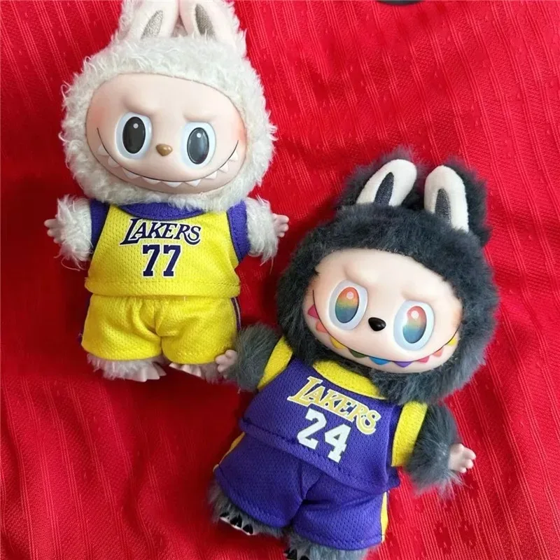 15 17 سنتيمتر ل Labubu دمية كرة قدم رياضية نادي الزي الملابس تي شيرت السراويل السراويل حذاء قماش مجموعة الملابس الرياضية الصبي لعبة