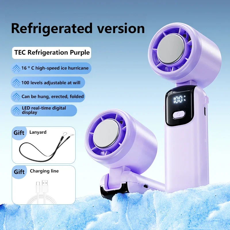Lenovo Fast Chill Ice Compress, faltbar/hängbar, USB-Tischventilator, Eiskühlung, Handventilator, 100 Geschwindigkeiten, Turbo, tragbar, für den Außenbereich