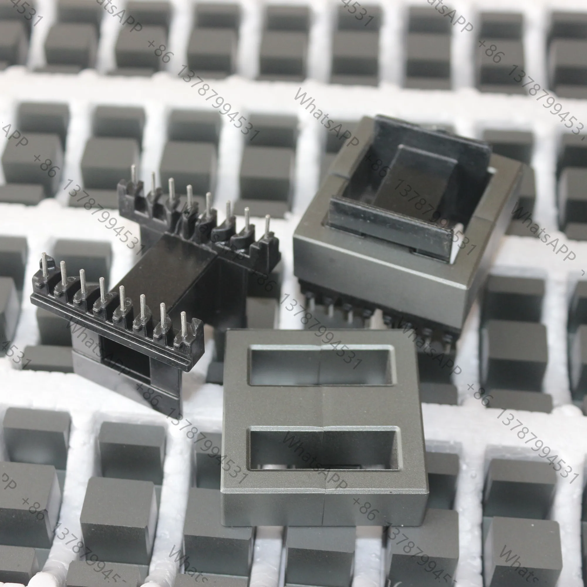 1 Set EE Type Transformer Ferrite Magnetic Core Coil Former Horizontal  EE10 EE13 EE16 EE19 EE25 EE30 EE40 4+4 5+5 7+7 Pin view 2