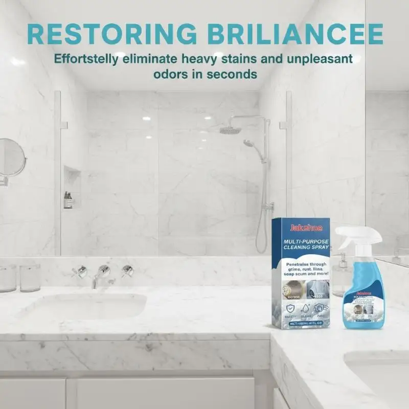 Multi-functional foam cleaner for household use, effectively removing heavy oil stains, dirt, and odors from various surfaces.