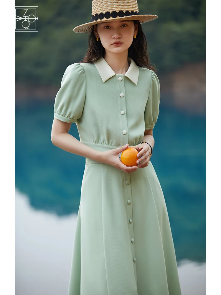 

ZIQIAO French Style Temperament Two Piece Suit Women Shirts Puff Sleeve Elegant A-Line Solid Color Female Skirts Summer New