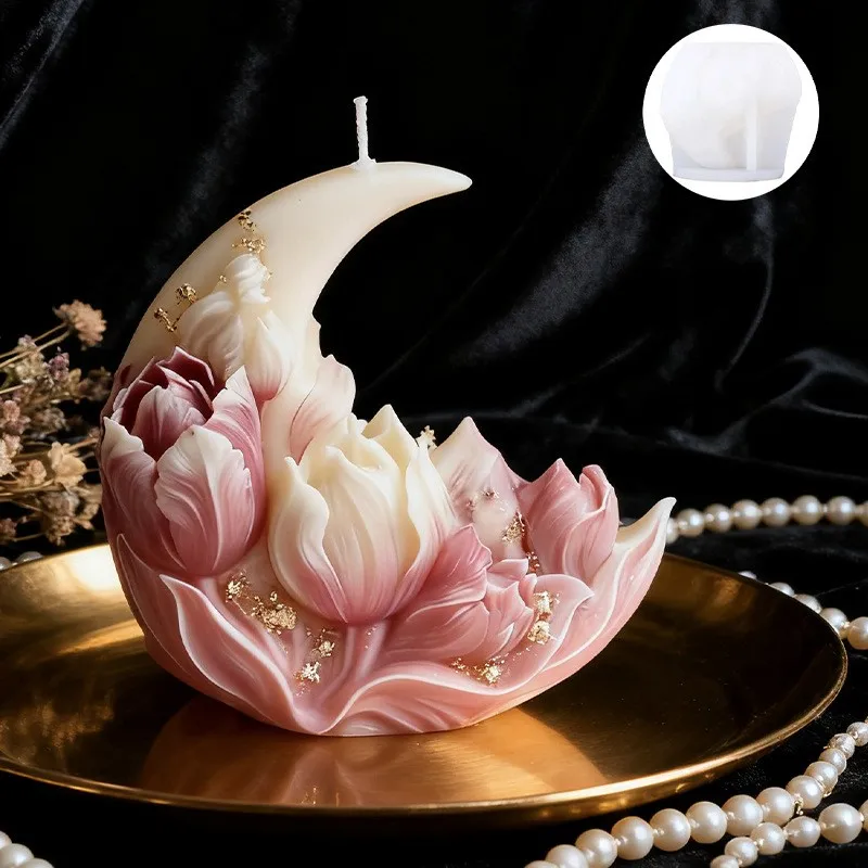 

Силиконовая форма для свечей в виде полумесяца с ароматом туберозы, для самостоятельного изготовления подарков на День святого Валентина, для форм из смолы и декоративных камней-диффузоров