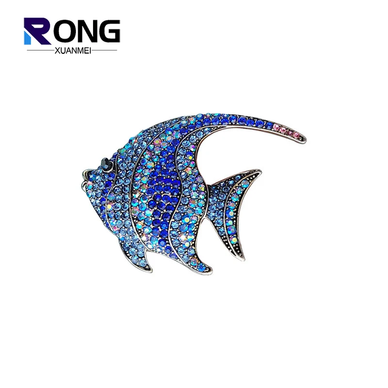 RONGXUANMEI-Criativo Peixe Tropical Broche Pin, Bonito Broches De Strass Animais, Corsage Personalidade Dos Desenhos Animados, Acessórios de vestuário