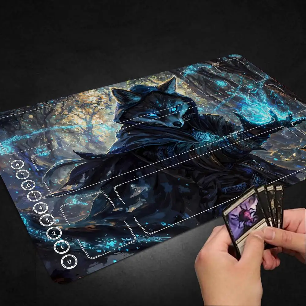 

14*24 дюймов коврик для мыши Magic Wolf LOL аниме коврик для карт Runes Battlefielded Kaisa Card Battle Mat для одного игрока, настольная игра, боевой игровой коврик