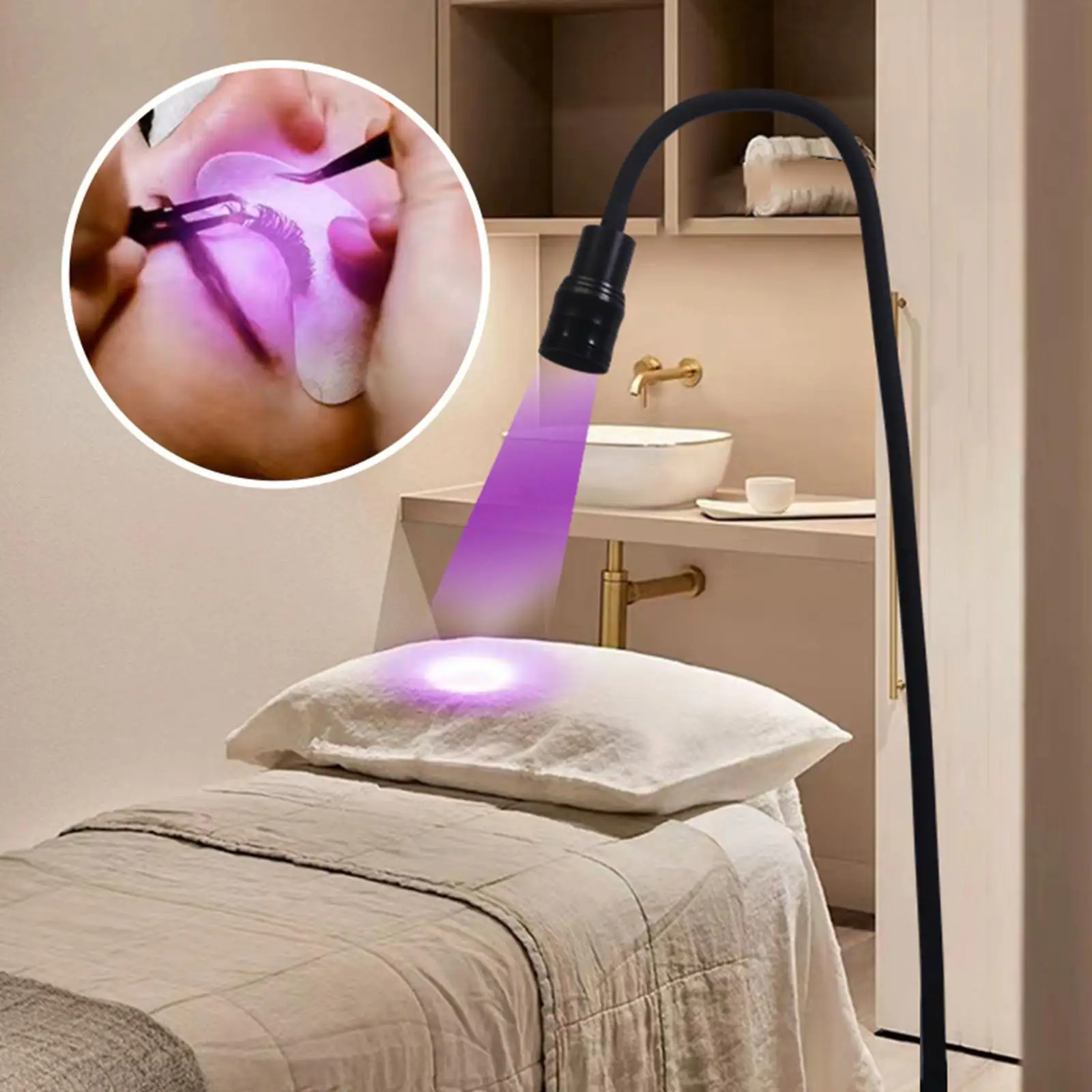 Powerful 5W LED Manicure Lamp for Soft Gel Nails with Flexible Gooseneck and Lash Lamp for Beauty Studios