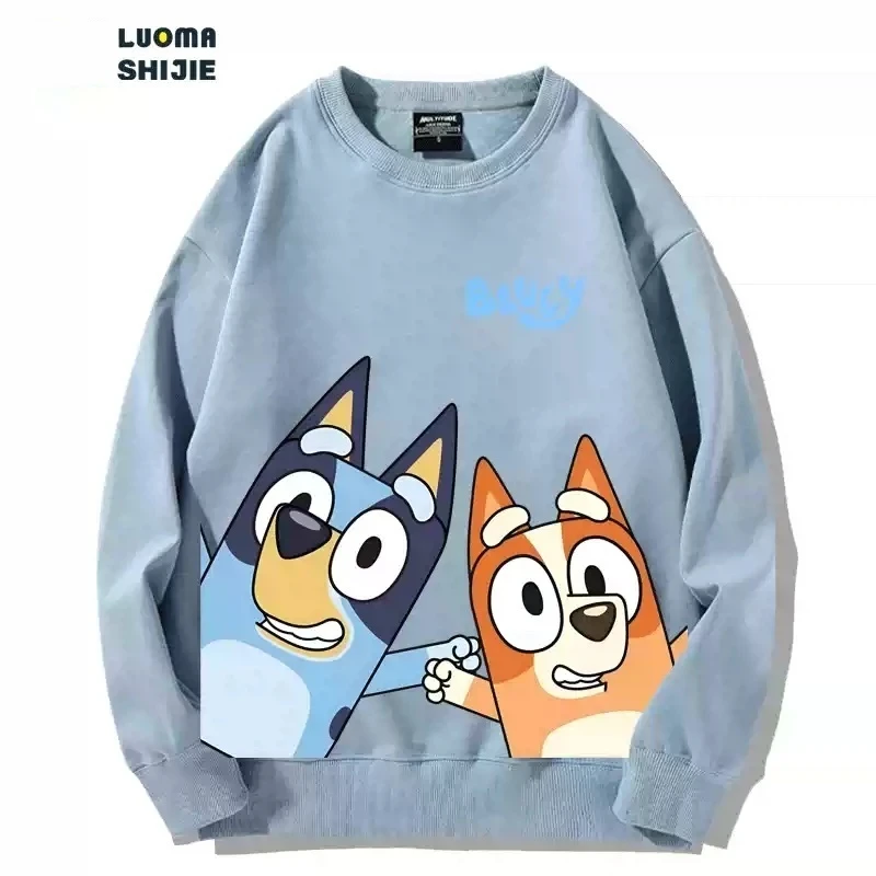 2024 New Bluey Animation Surrounding Parent-Child Clothing Cartoon Bingo Group Teqili Hoodie Custom Cotton Loose Children Gift