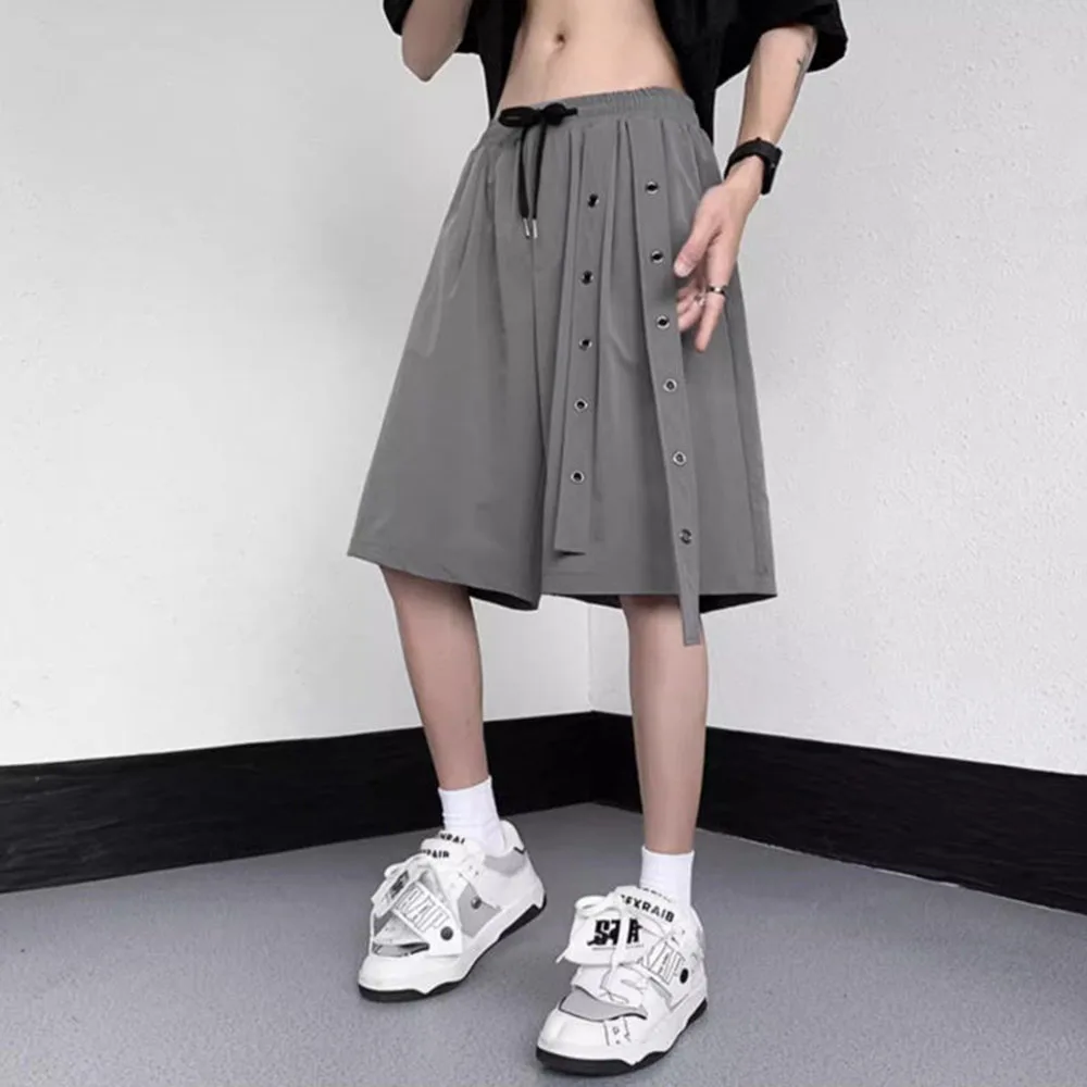 Genderless Dark Style Y2k Casual Shorts Men\'S 2024 Summer New Design Five-Point Pants Waistband Personalized Loose Sports Pants