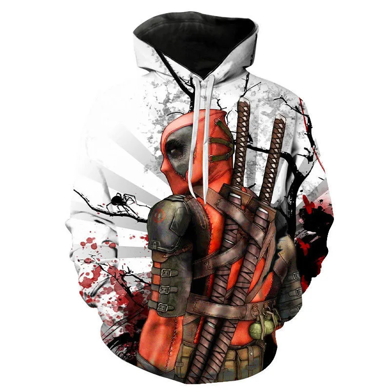 Deadpool Men's Hoodie Marvel Boy Pullover 3D Printed Fashion Hoodie Oversized Men's Hoodie Autumn Casual Men's Clothing