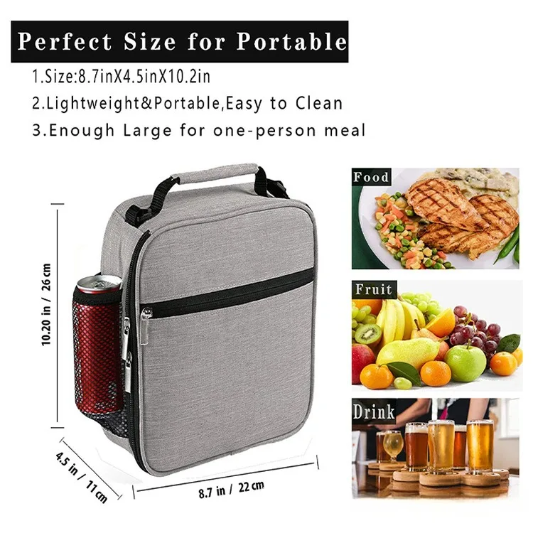 Tragbare Isolierte Lunch-Tasche, Outdoor-Picknick-Kühltasche, Lunch-Tasche mit Becherhalter, Tragbare Isolierte Lunch-Box für Schüler – Detail 1