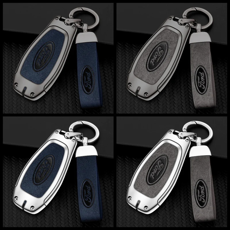 Zinc Alloy Leather Car Key Case Cover Accessories for Ford Focus 3 4 ST Mondeo MK3 MK4 Fiesta Fusion Kuga 2013 2014 2015 2017