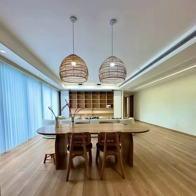 

Wooden Woven Handmade Pendant Lights Restaurant Bedroom Study Room Chandelier Pastoral Rattan Tatami Chandeliers