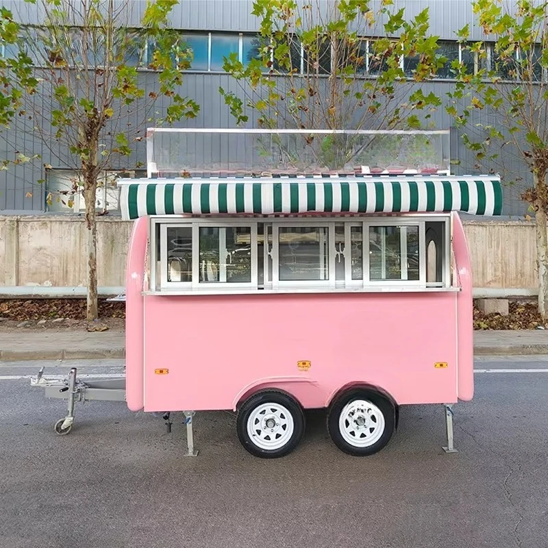 Mini Remolque Móvil para Catering, Café, Cerveza, Helados, Hot Dogs, Comida y Snacks con Congelador, Remolque de Comida, Carrito de Comida Callejera Personalizado