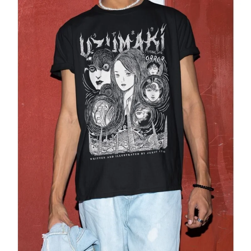 Junji Ito Uzumaki T-Shirt Horror Japan Guro Funny Girl Anime Gift Shirt All Size image 4