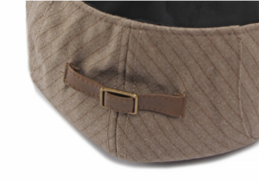 HT5156 Baskenmützen für Männer und Frauen, PU-Besatz, Künstler-Malermütze, Unisex Ivy Flachmütze, 2026 Neue Gestreifte Herbst-Winter-Baskenmützen – Detail 5