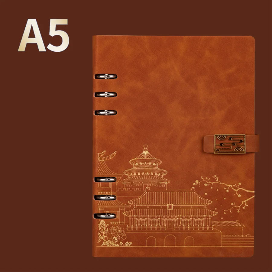 1pc mehrfarbiges elegantes a5 Kunstleder tagebuch, Hardcover-Loseblatt-Notizbuch-perfekt für Büro, Studenten – Detail 3