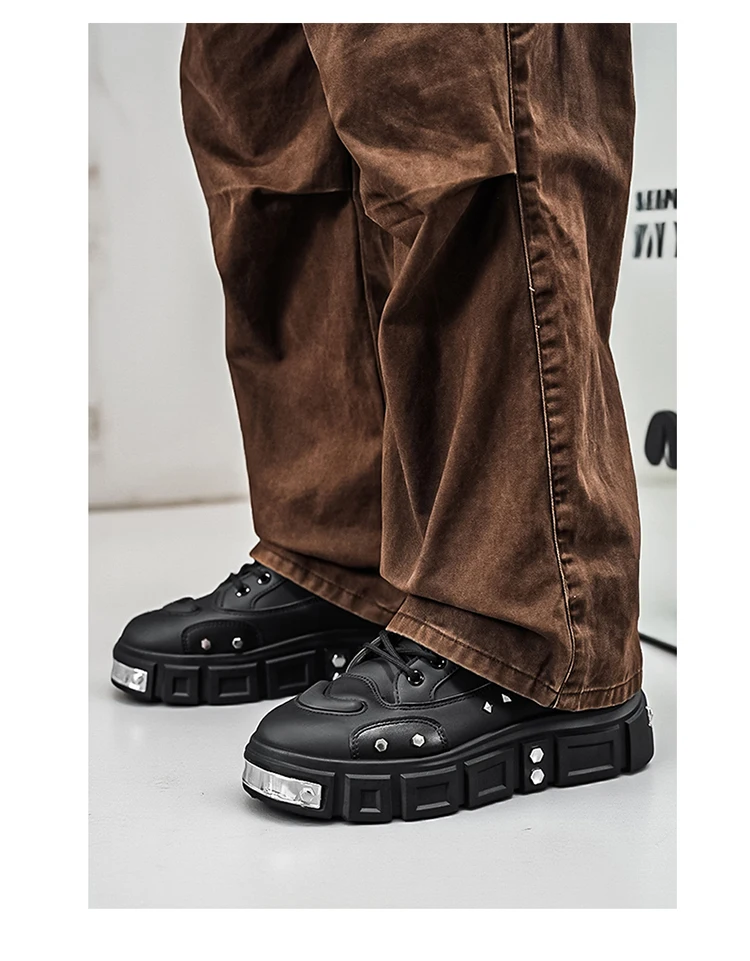 Modische Herren-High-Top-Stiefel, dicke Sohle zur Erhöhung der Körpergröße, vielseitige Freizeitschuhe – Detail 29
