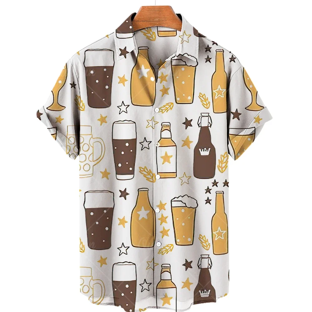 

Casual Hawaiian Men's Men's Fashion Tops Short Sleeve Beach Hawaiian Shirt Lapel European Style Plus Size Men's Short Sleeve Shi