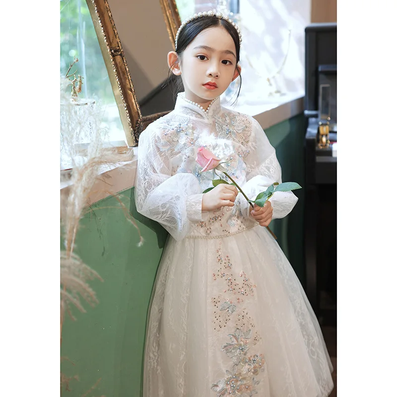 

Hanfu 2023, новый национальный тренд, улучшенный детский Cheongsam с длинными рукавами для маленьких девочек, весна в китайском стиле