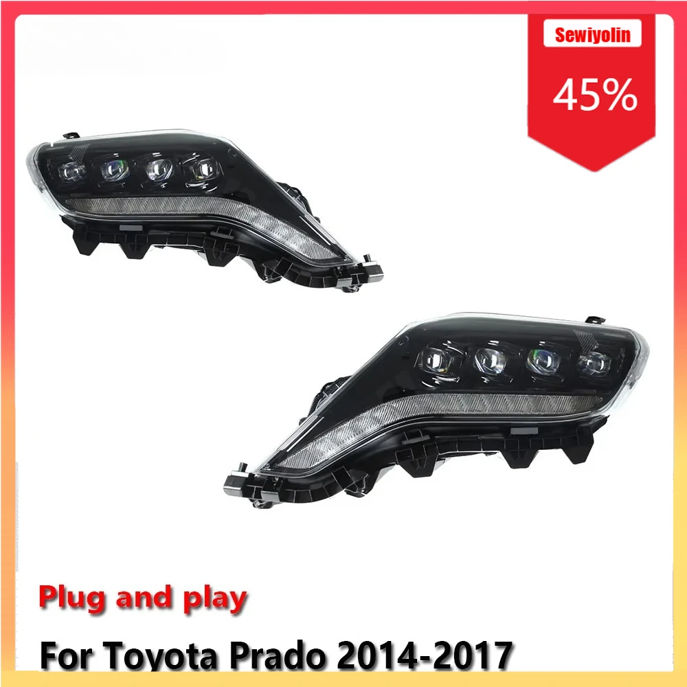 

Авто светодиодные фары, автомобильные детали для Toyota Prado 2014-2017, противотуманные фары DRL, стоп-сигнал поворота, Plug and Play