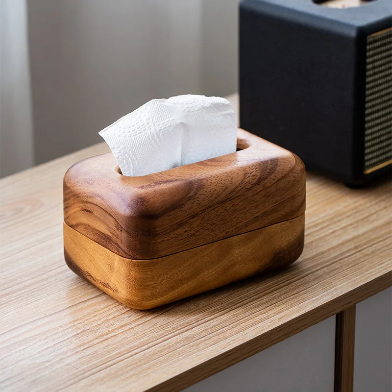 

Walnut tissue box, light luxury wooden living room coffee table, desktop pumping box, creative solid wood storage box