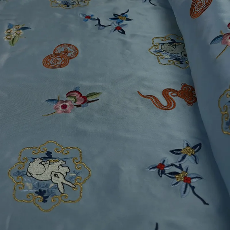 Embroidered acetate satin jacquard fabric traditional pattern Chinese clothing cheongsam face