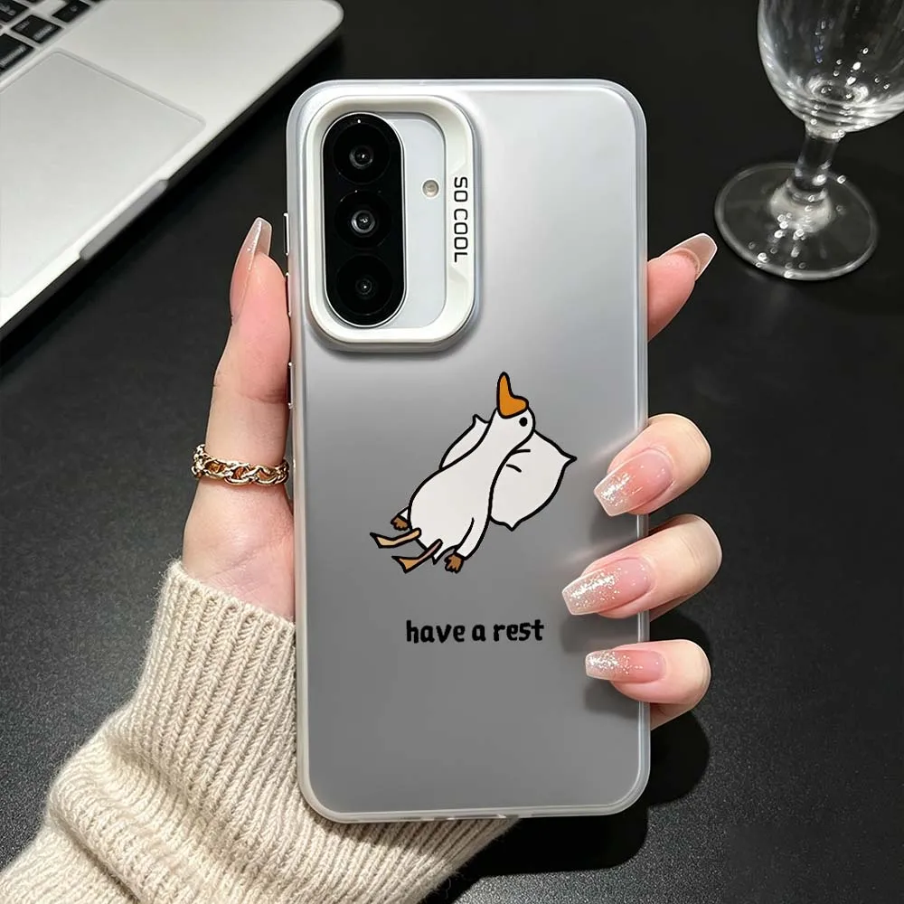 Cartoon Duck Rest For Samsung Galaxy A26 A25 A24 A23 A22 A21s A20s A16 A15 A14 A13 A12 A11 A06 A05 A04 A03 Phone Case