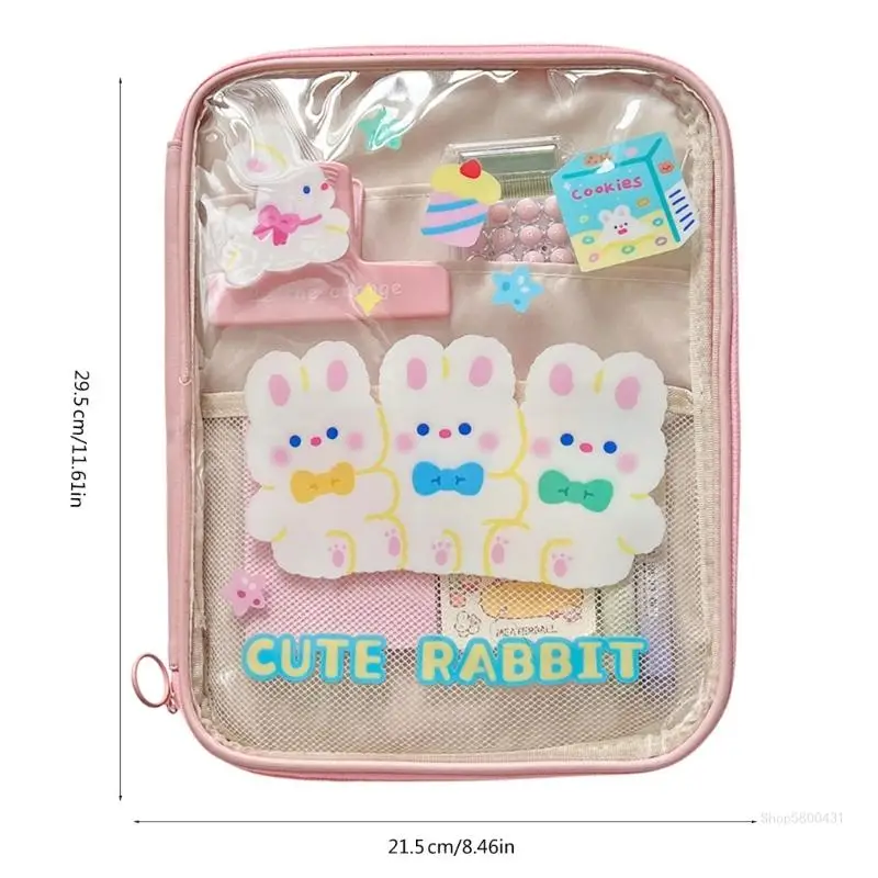 multiuso per documenti, cancelleria, tablet, notebook, custodia per tablet in PVC trasparente, custodia con cerniera