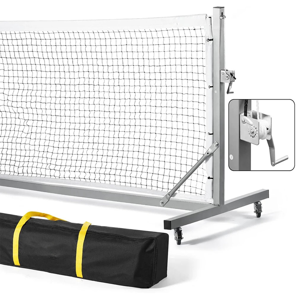 

High Quality Removable Pickleball Net Heavy Duty Regulation Sized Net With Lockable Wheels Pickleball Net
