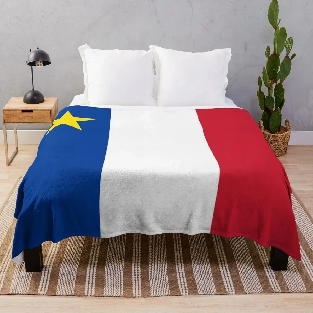 Acadie Acadia Flag blue white red North American New Brunswick Acadian French Canada HD Throw Blanket Single Blankets