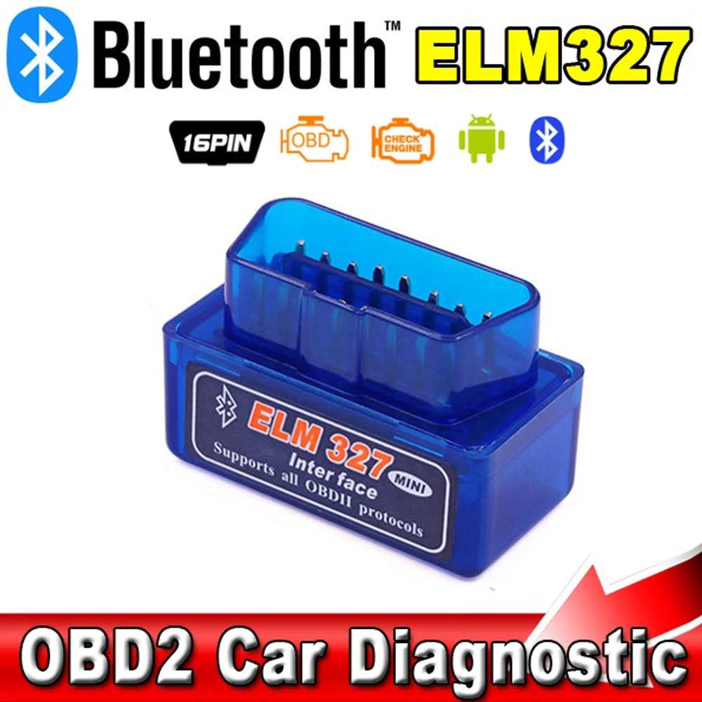 V2.1 ELM 327 OBD2 Elm327 Bluetooth Adapter Cord Reader Scan Tool Elm-327 Car Diagnostic Scanner OBD 2 II Auto Diagnostic Tool