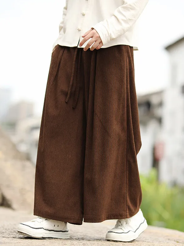 

Corduroy Men's Loose Straight Leg Trousers Trendy Chinese Sle Autumn Winter Faionable Wide Leg Long Pants Casual Wear