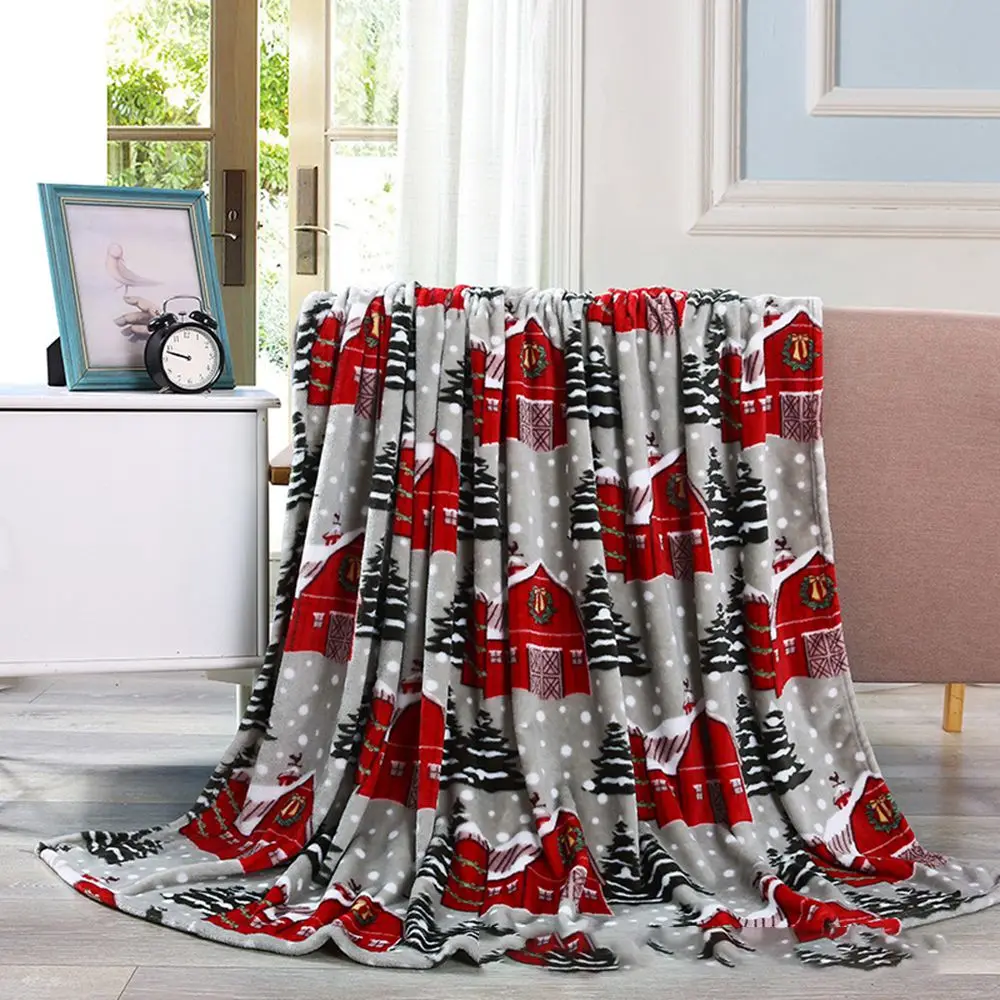 

Christmas Elk Blanket Blankets For Beds Double Layer Winter Comfort Cotton Coral Fleece Blanket Decorative Blanket Flannel Throw