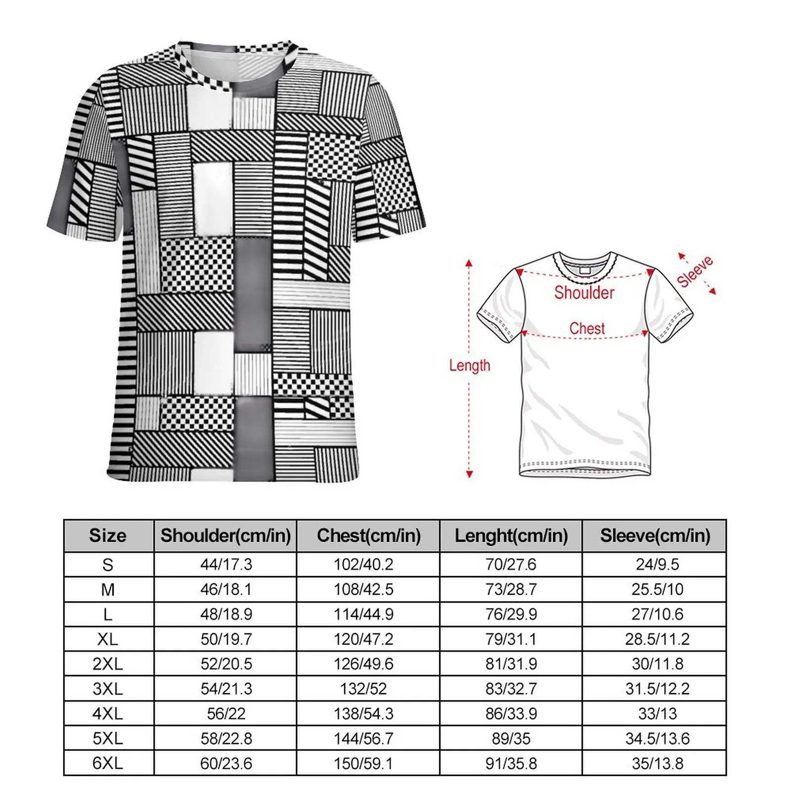 Plus Size T Shirt Beach Patchwork Print T Shirts Geomatric Y2K Casual O-Neck Tshirt Male Fashion Printed Tops