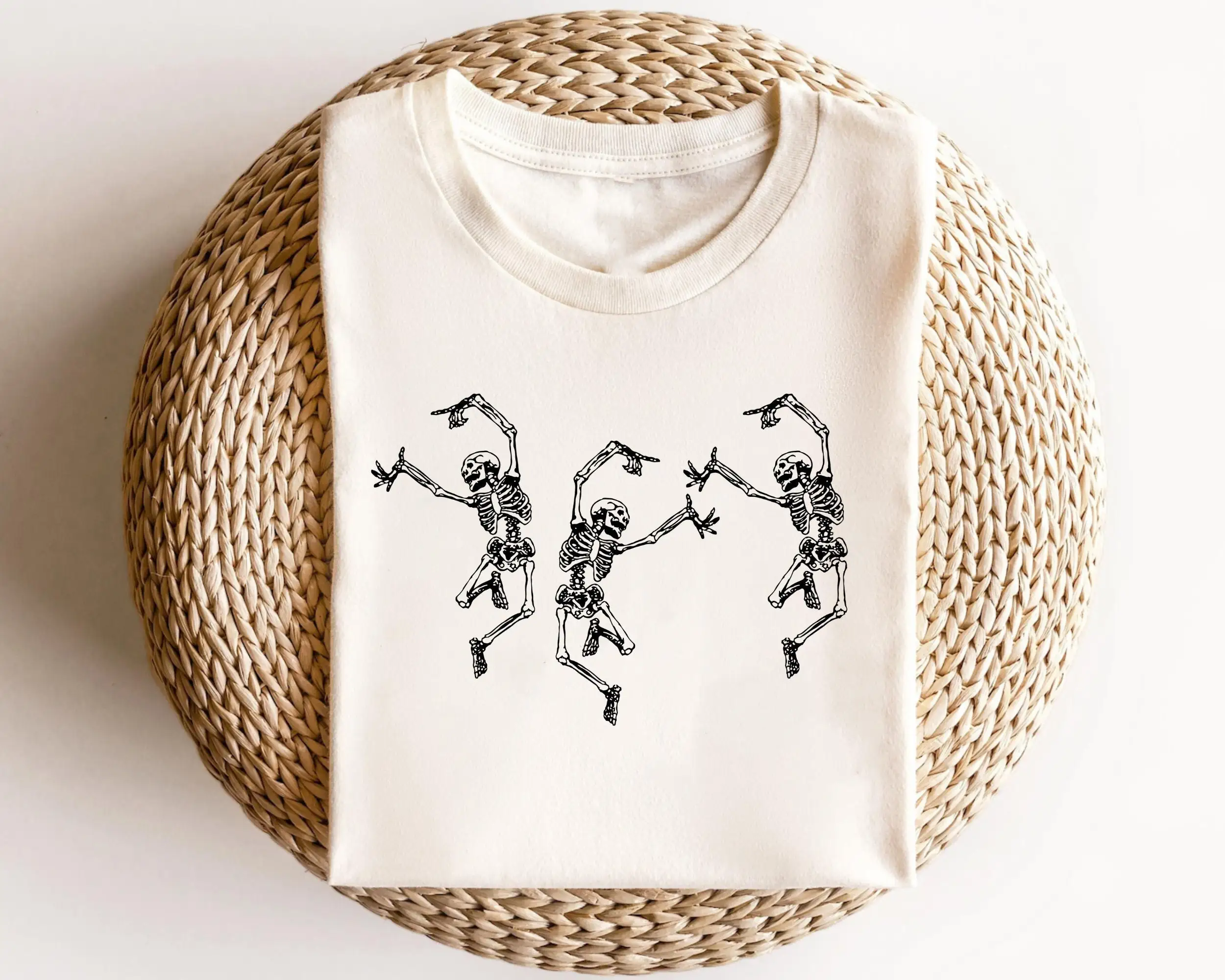 Dancing Skeleton Sweat T Shirt Halloween Natural