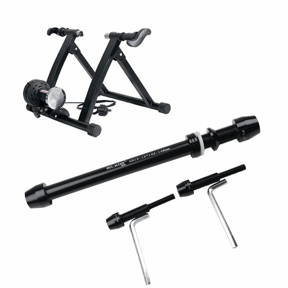 

Ось-втулка для велотренажера с шагом резьбы 1.0/1.5/1.75, M12x142 на M12x148 мм, из алюминиевого сплава, черная, для задней втулки велосипеда