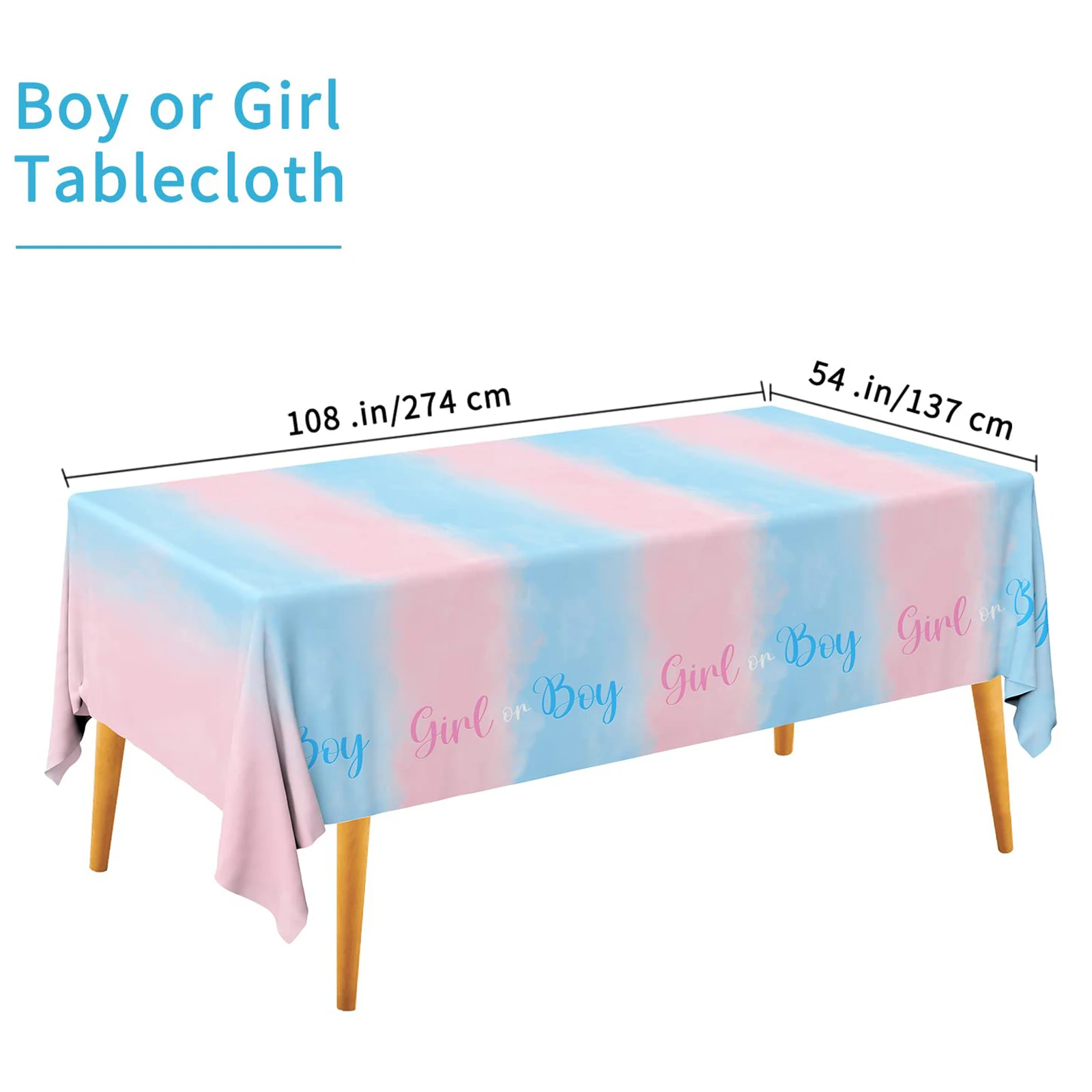 Gender Reveal Party Supplies Disposable Tablecloth Waterproof Table Cover for Boy or Girl Baby Shower Birthday Party Decorations