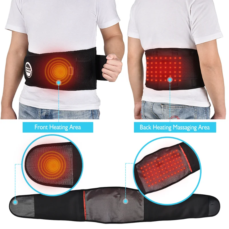 New Heated Massage Belt Electric Lumbar Support Support Heat Therapy Vibrating Waist Massager Lower Back Muscle Relaxation