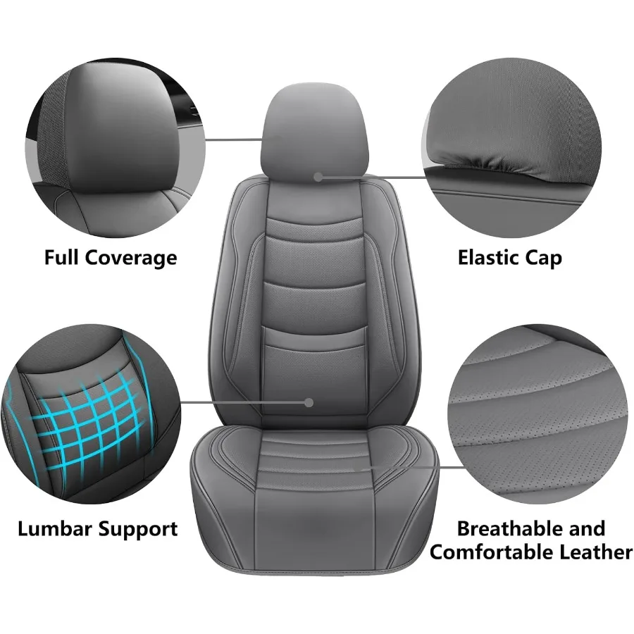 أغطية مقاعد السيارة الجلدية مجموعة كاملة تناسب معظم السيارات وسيارات الدفع الرباعي وسيارات السيدان وسائد جلدية فاخرة مقاومة للماء 5 مقاعد Pro