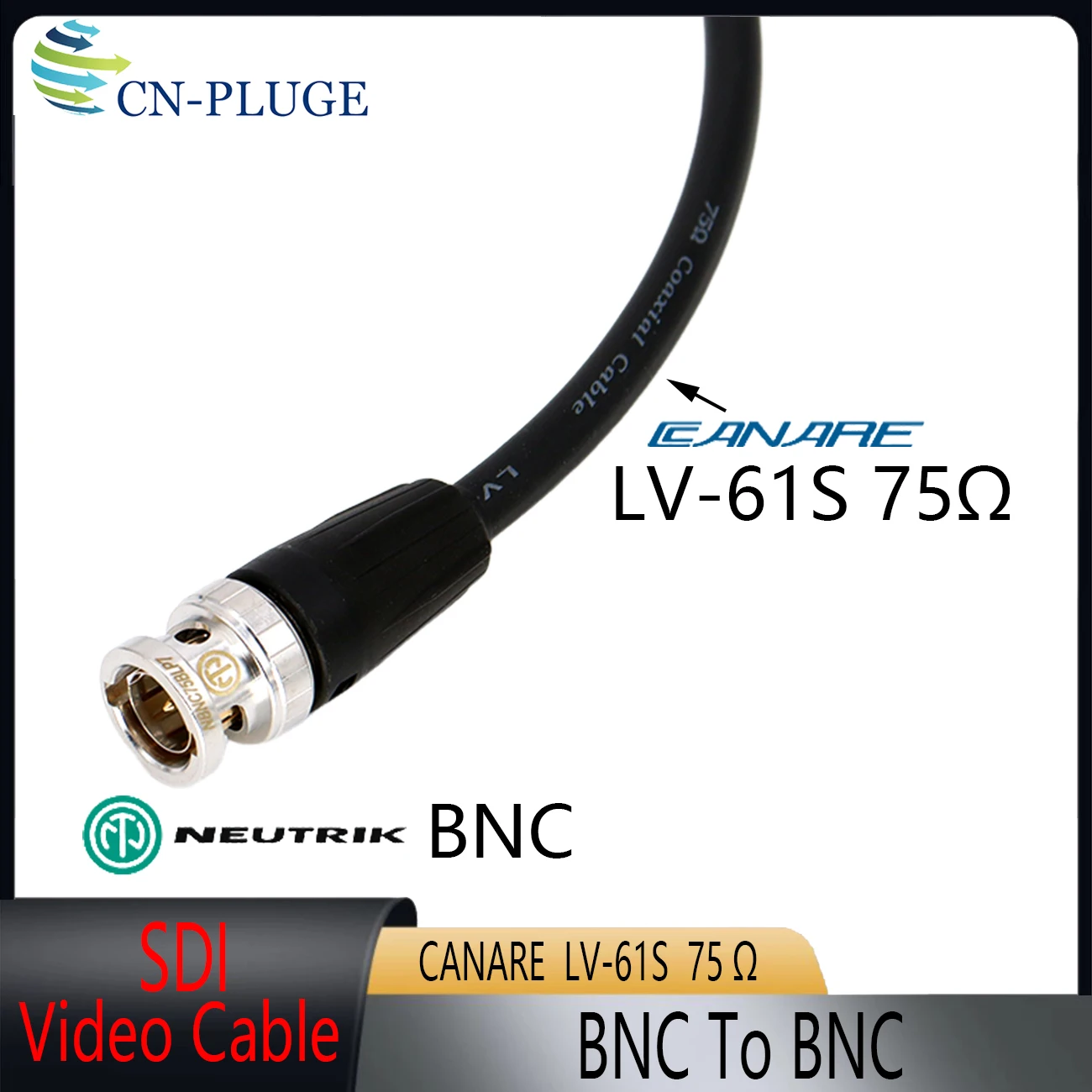Blue red black green Canare LV-61S 75ohm camera video signal SDI transmission line BNC plug to  BNC plug  Camera SDI  cable