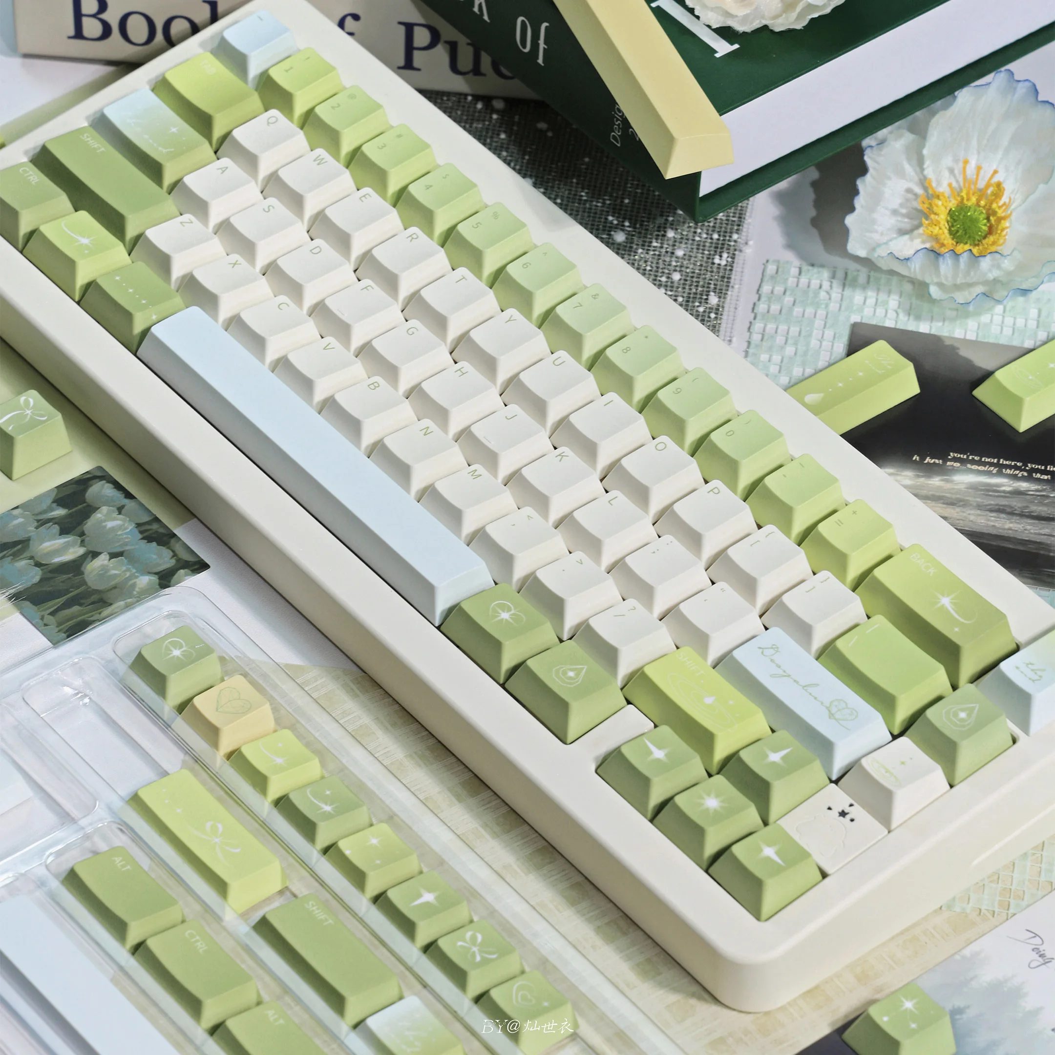 Eenvoudige Kleine Frisse Groene Witte Keycap Set Cherry Profiel 139 Toetsen Pbt Sublimatie Zomer Regen Keycaps Voor Mechanisch Toetsenbord