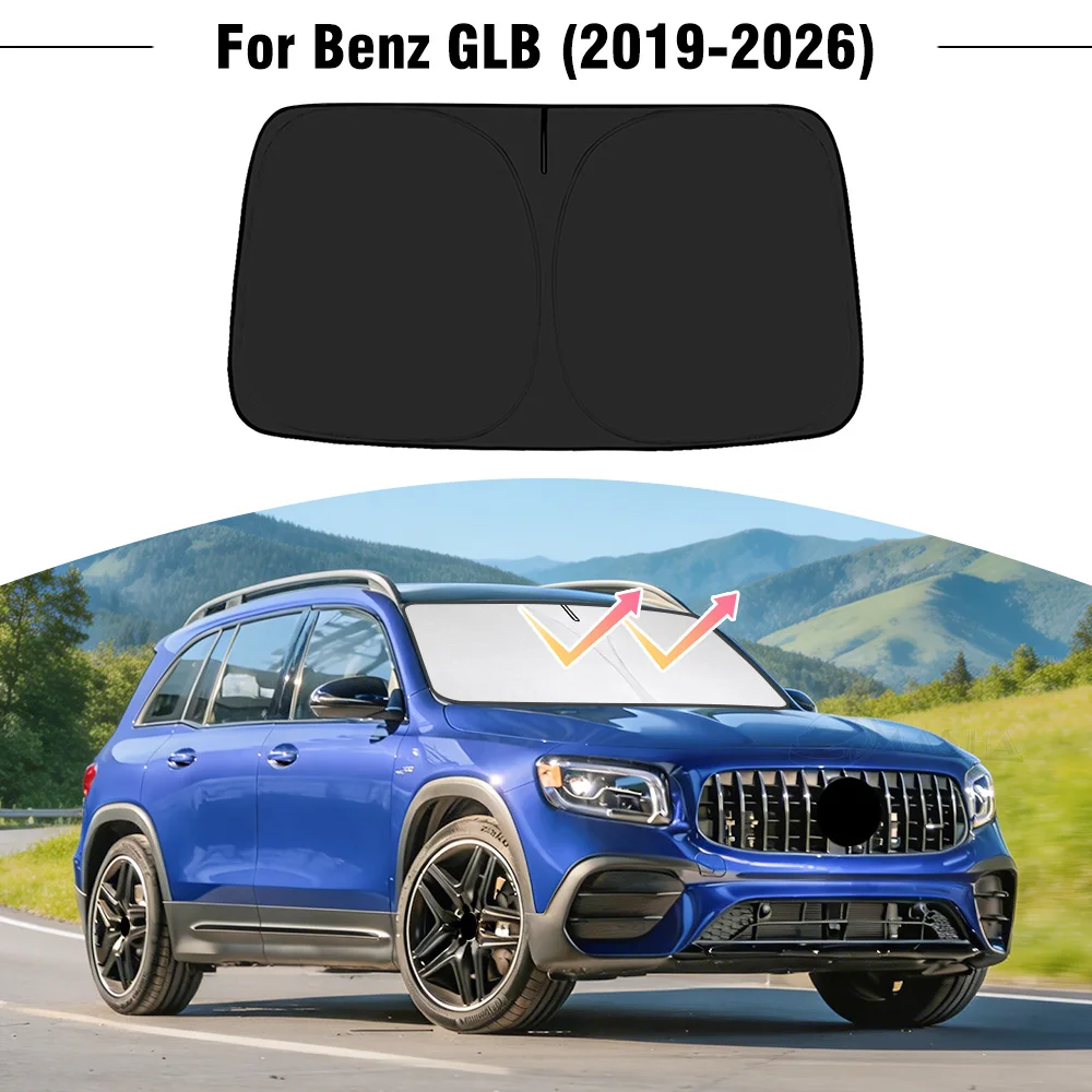 

For Mercedes Benz GLB 2019-2024 2025 2026 Car Windshield Sunshade Cover Front Window Sun Shade Visor UV Protection Accessories