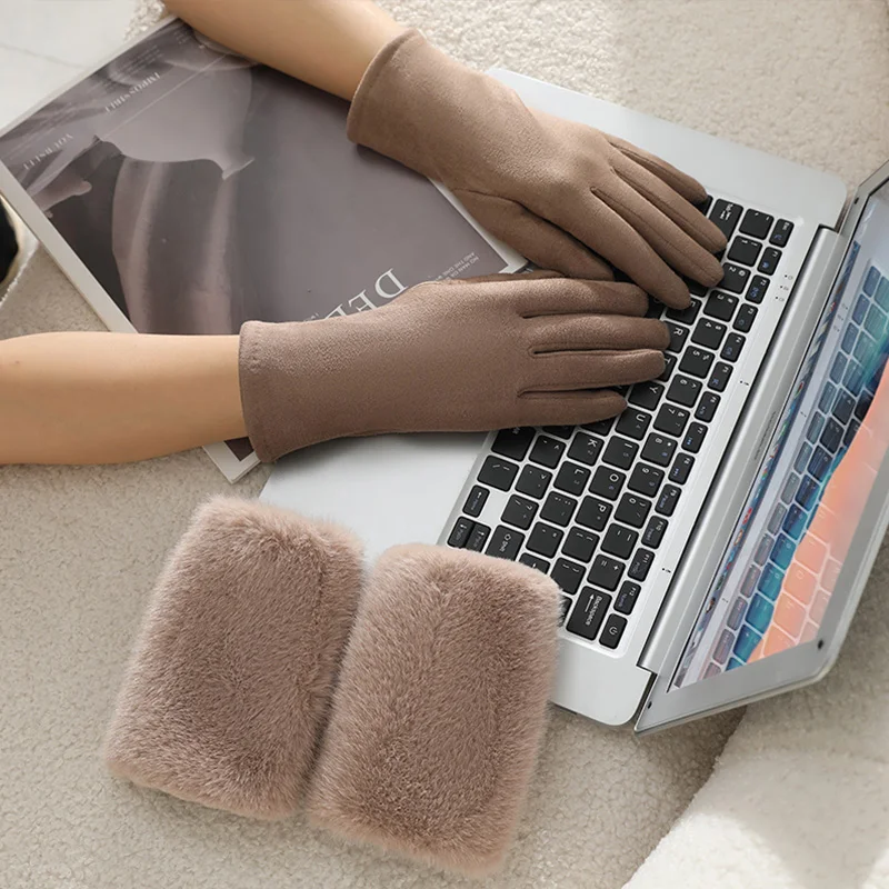 قفازات للبنات، قفازات شتوية دافئة ومقاومة للرياح والبرد، شاشة تعمل باللمس، لون خالص، نمط جديد #2