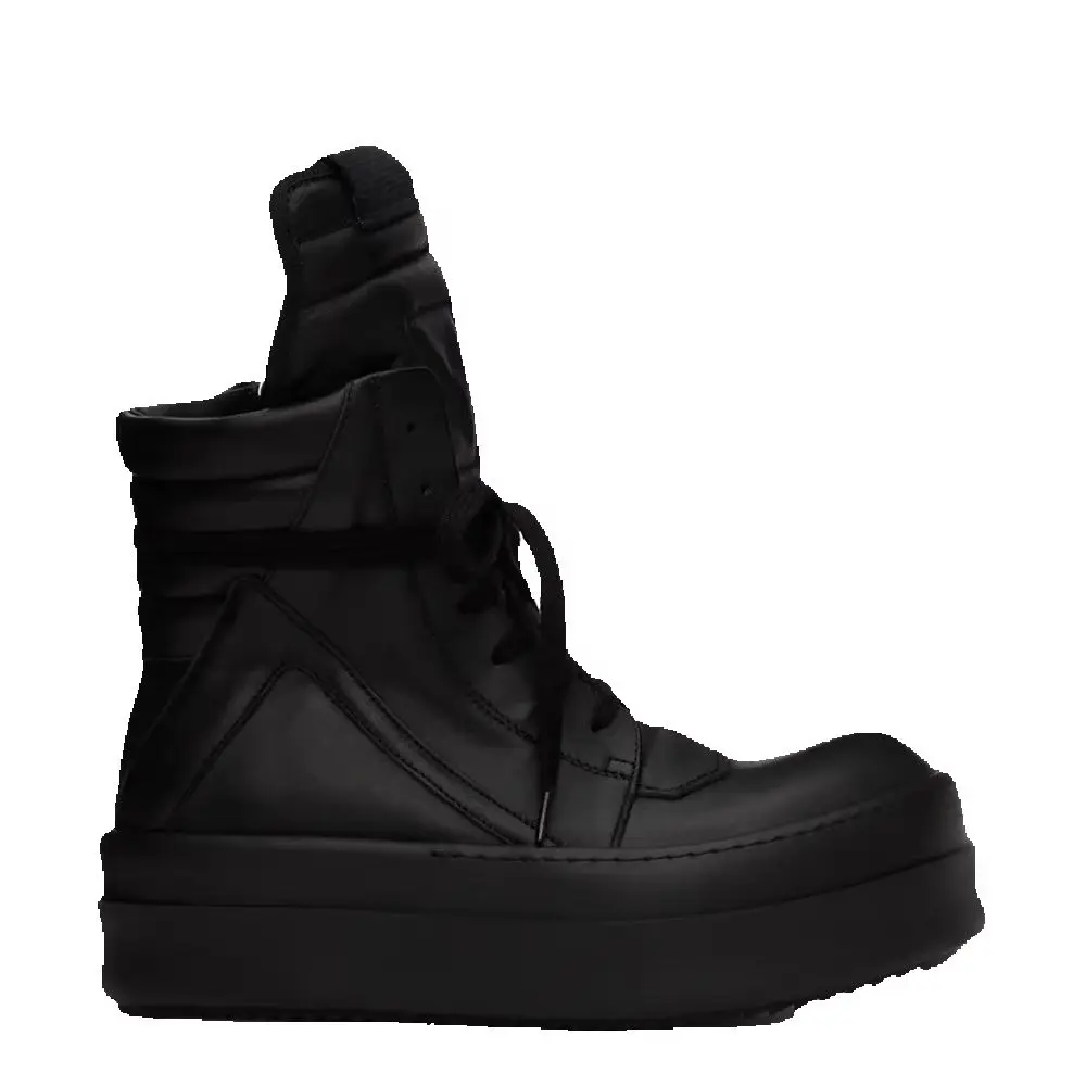 5cm Platform Thick Sole Full Grain Cowhide Leather  ROCK High Street Zipper Quality GEO-BASKET BOOTS - view 6