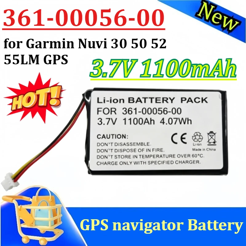 361-00056-00 361-00056-50 3.7V 1100mAh Replacement Battery for Garmin Nuvi 30 50 52 55LM GPS